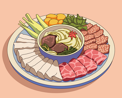 Foods: Shabu-shabu Illustration barbecua colorful illustration flat illustration food food illustration graphic design illustration japanese barbecue japanese food japanese food illustration modern illustration shabu shabu shabu shabu illustration yakiniku