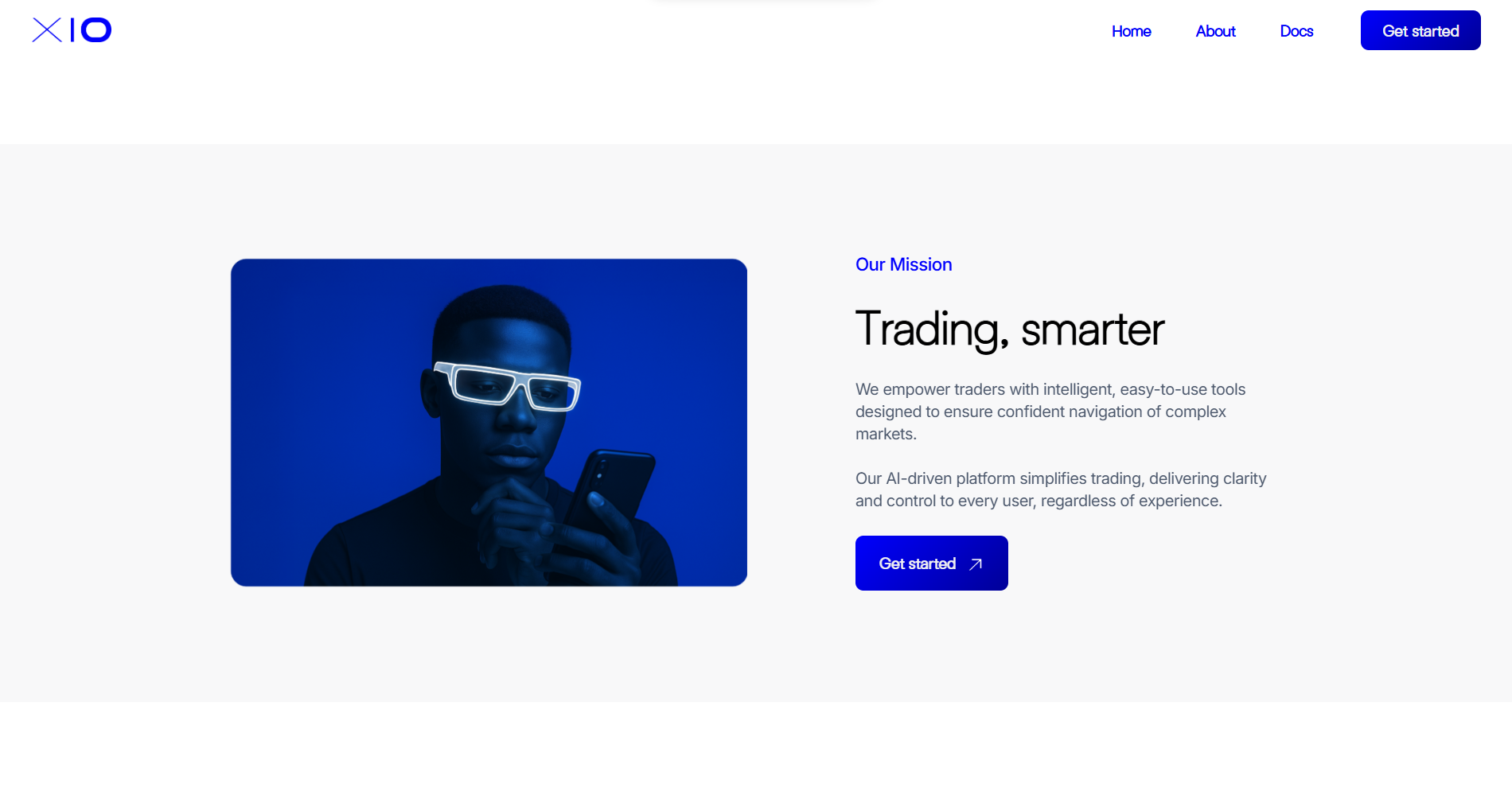 XIO.AI — Trading, Simplified. ai animation branding design graphic design illustration logo motion graphics ui ux vector website