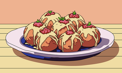 Foods: Takoyaki Illustration colorful illustration flat illustration food food illustration graphic design illustration japanese food japanese food illustration japanese street food modern illustration street food takoyaki takoyaki illustration