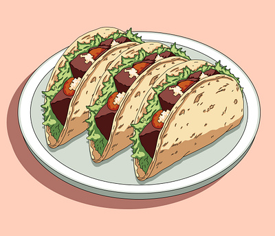 Foods: Tacos Illustration colorful illustration flat illustration food food illustration graphic design illustration mexican food mexican food illustration mexican street food illustration modern illustration street food street food illustration taco taco illustration tacos