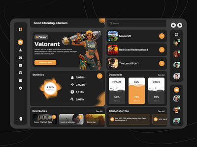 Game Dashboard - Dark Mode Design darkui design game gamestats