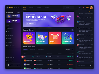 Crypto - Casino interface bets bets design betting platform casino casino gambling casino platform casino web app crypto crypto bets dashboard gambling game game interface interface ui user experience user interface ux web design wheel of fortune