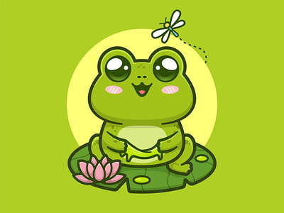 Frog Playing Slime Cute Illustration animation cute design flat frog funny graphic design illustration kawaii kids logo slime vector