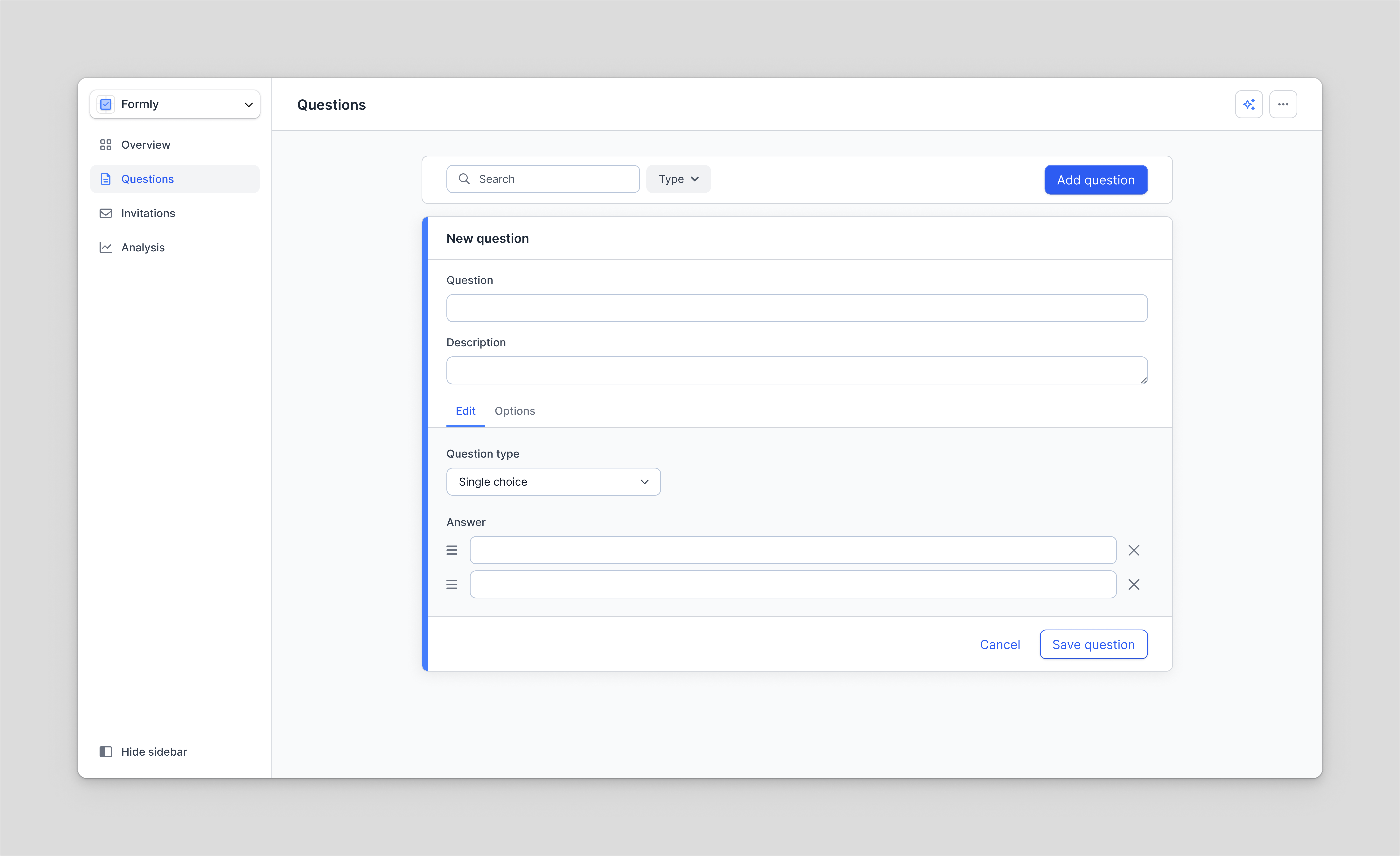 Question builder builder design form question ui ux