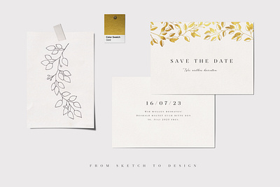 Doré - elegant Save the Date card design design gold graphic design illustration papeterie save the date wedding