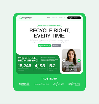 Sustainability Platform Website Ui data driven design