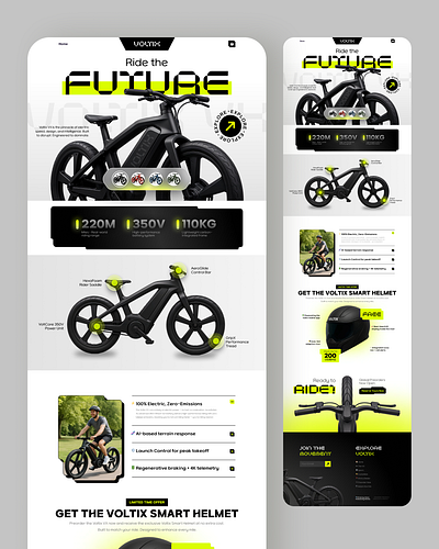 Electric Bike Website Design bold typography ui