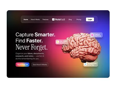 Ai Note Taking Landing Page Design smart app landing