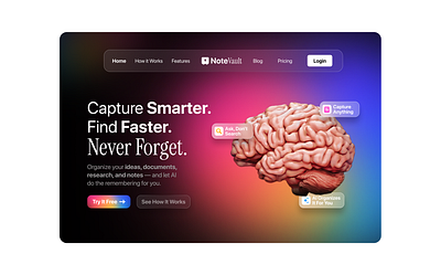 Ai Note Taking Landing Page Design smart app landing