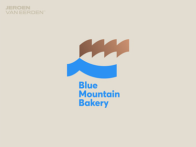 Blue Mountain Bakery - Logo Design bakery bakery logo blue water brand identity design branding bread creative logo food gold golden crust gradient hill loaf logo mountain negative space negative space logo startup logo visual identity design water