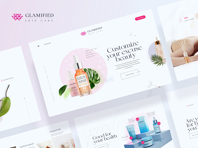 Glamified Spa | eCommerce Template beautiful website design beauty and glamour website beauty industry design figma glamourous website design landing page minimal website design shopify template spa spa website design ui ui design ux ux design website website design template wellness industry white background wordpress template