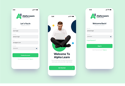 Educational App Sign in and Sign up screens UI figma login mobile app onboarding sign in sign up splash screen ui ux
