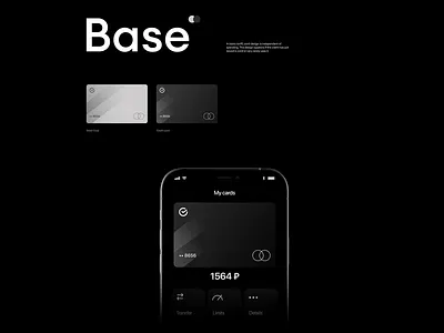 Base - Dark Mode Payment App UI Design app base black cards dark dark mode dark tone design finance financial app mobile mobile app monile ui typo typography ui user experience ux webdesign website