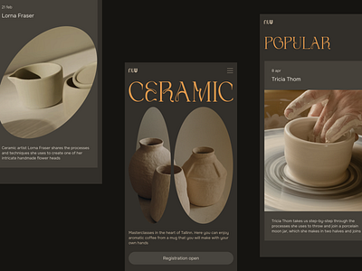 Ceramic Masterclasses Mobile Concept app art booking ceramic clay masterclasses craft create interface jar material mobile mobile concept mug registration step by step tallin trending typography visual design web