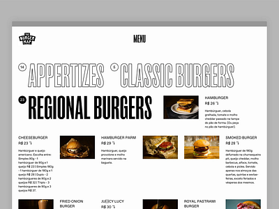 The Burger Map - Digital Menu UI Design clean layout clean ui creative design fast food menu menu website minimalist restaurant menu the burger map ui ui design ux design uxui web web design website website design
