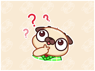 Wondering Pug 🦴 animation cute dog motion graphics pug question sticker stickers thinking ui wondering