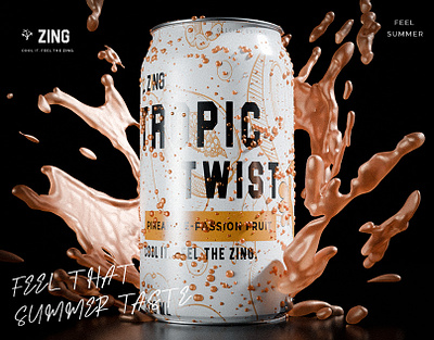 ZING© – Bold Summer Drink Branding & Packaging 3d animation branding design graphic design illustration label logo motion graphics product design