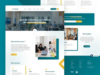 Liberform - Training center belgium branding builder design gradient green modern odoo ui web design website yellow