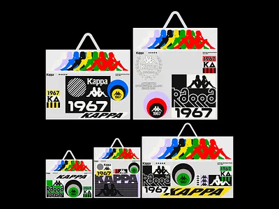 Kappa Brand Shopping Bags art bag bold typography colorful colorful design creative design digital art graphic design kappa kappa brand modern retro shopping bags vintage