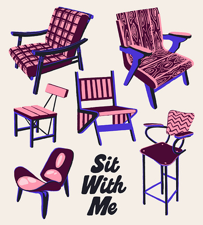 Sit with me art chair digital art furniture design graphic design illustration procreate