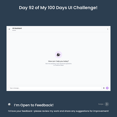 Day 92/100 - AI assistant Chat Screen c