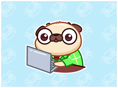 Working Pug 🖥 animal animation apple computer cute dog illustrator motion graphics notebook office pug remote sticker stickers suit ui vector work