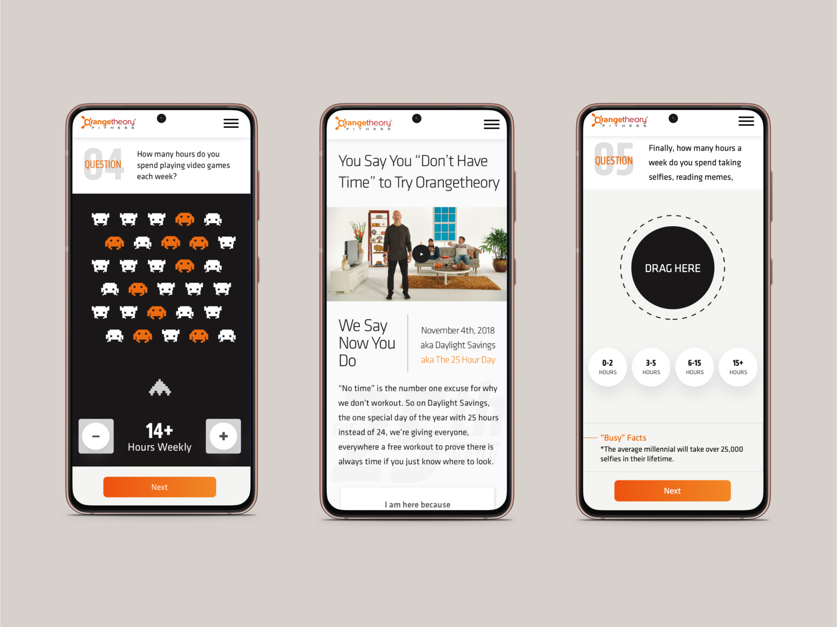 Example of Immersive quiz for Orangetheory