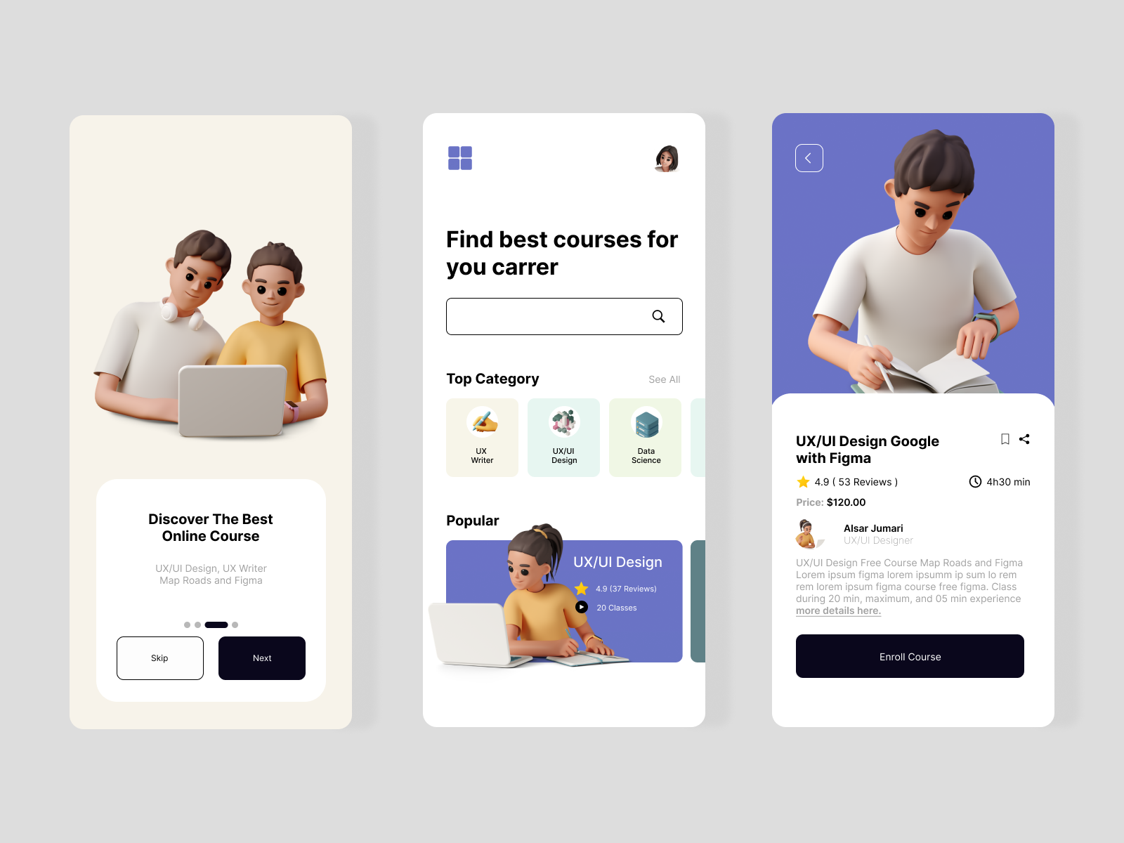 AZCOURSES - UX/UI MOBILE APP by Ariel Medeiros on Dribbble