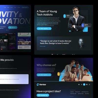 Vortex - Creative Agency Landing Page agency landing page agency website creative ui design design designerzafor digital agency figma design landing page landing page ui modern design trending website ui ui design user interface vortex dzign website design website ui