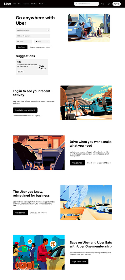 Uber Homepage Clone - For Learning UI/UX clone graphic design uber ui ux