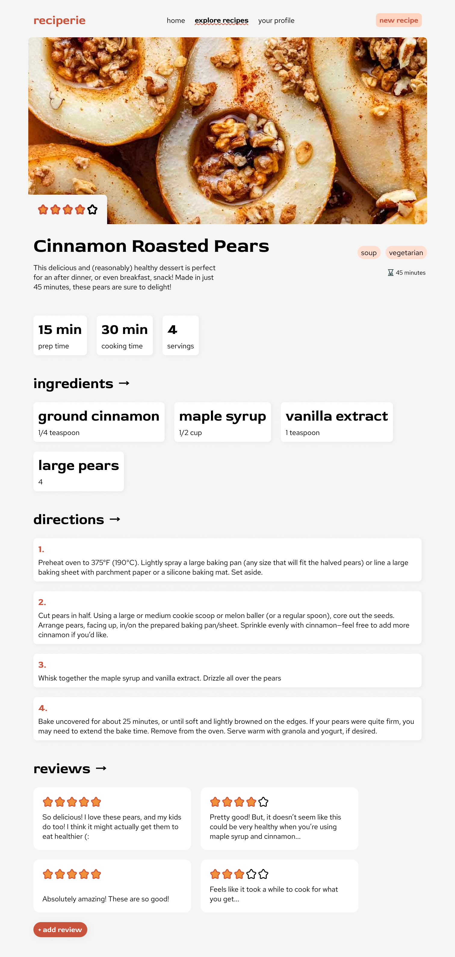 Reciperie: Redesign of First Dribbble Shot branding design figma product design recipe recipe website redesign ui ux web design