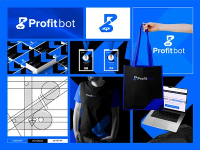 Profit Bot - Software, website, automation, chatbot startup logo brand identity brandmark business logo chatbot graphic design logo logo design modern logo negative space p logo saas software logo tech