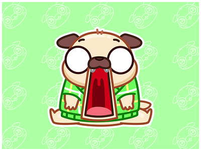 Surprised Pug 🤯 animal animation cute dog horror illustrator jaw motion graphics news office pug shock sticker stickers suit surprise ui vector work