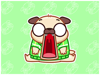 Surprised Pug 🤯 animal animation cute dog horror illustrator jaw motion graphics news office pug shock sticker stickers suit surprise ui vector work