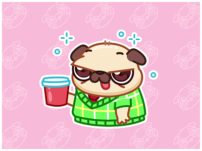 Sleepy Pug 💤 animal animation coffee cute design dog drunk graphic design hell illustrator monday office pug sleep sticker stickers tired ui work