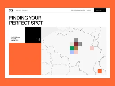Office Location Selection UI Design booking platform business solutions digital map interactive map location location finder office spaces online booking property search real estate responsive design ui design user interface ux design ux ui web application web design website