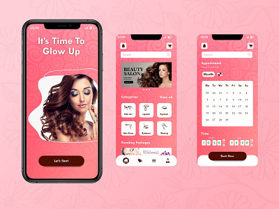 Beauty Salon App Design | Time to Glow Up app design graphic design ui ux