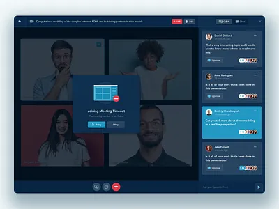 Fourwaves.com - Livestream Session with Error Ui app chat clean conference design error minimal questions session ui videocall web