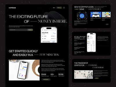 The Future of Finance — Crypto Landing Page Design minimal crypto ui