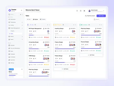 AI Powered Time Tracking Task Design ai cleanui dashboard dribbble minimal modernui productivity saas taskmanagement timetracking uidesign uxdesign webdesign