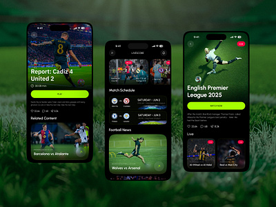Live Football Mobile App app app screen design betting fitness football game interface ios live live football livescore match mobile mobile app premier league scoreboard soccer sport sport app ui