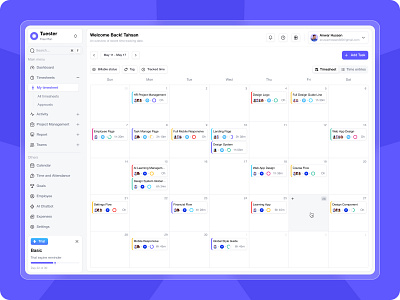 AI-Powered Time Tracking – My Timesheet Dashboard Design dashboard dashboard design design my timesheet time tracking ui ui design uidesign website design