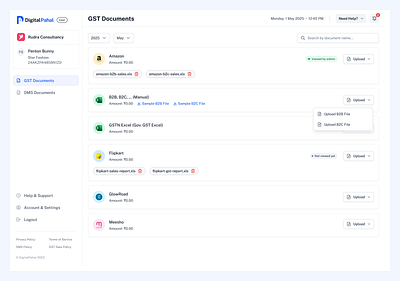 GST Documents – Smart Upload Data Dashboard admin amazon app appdesign dashboard design digital document excel figmadesign flipkart gst meesho ui upload ux webapp webapplication website