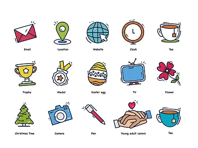 Hand Drawn Icon set branding colorful design custom icons design flat icons graphic design hand drawn icons icon design icon set icons illustration illustrations illustrative graphics logo ui vector vector icons