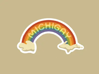 Michigay bubble letter cloud cute design gay hand drawn hand lettering illustration lettering lgbtq michigan midwest peninsula pride queer rainbow sticker