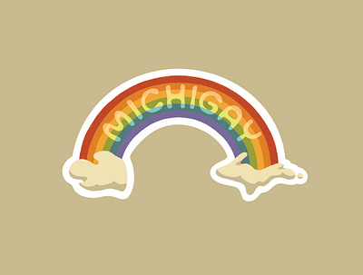 Michigay bubble letter cloud cute design gay hand drawn hand lettering illustration lettering lgbtq michigan midwest peninsula pride queer rainbow sticker