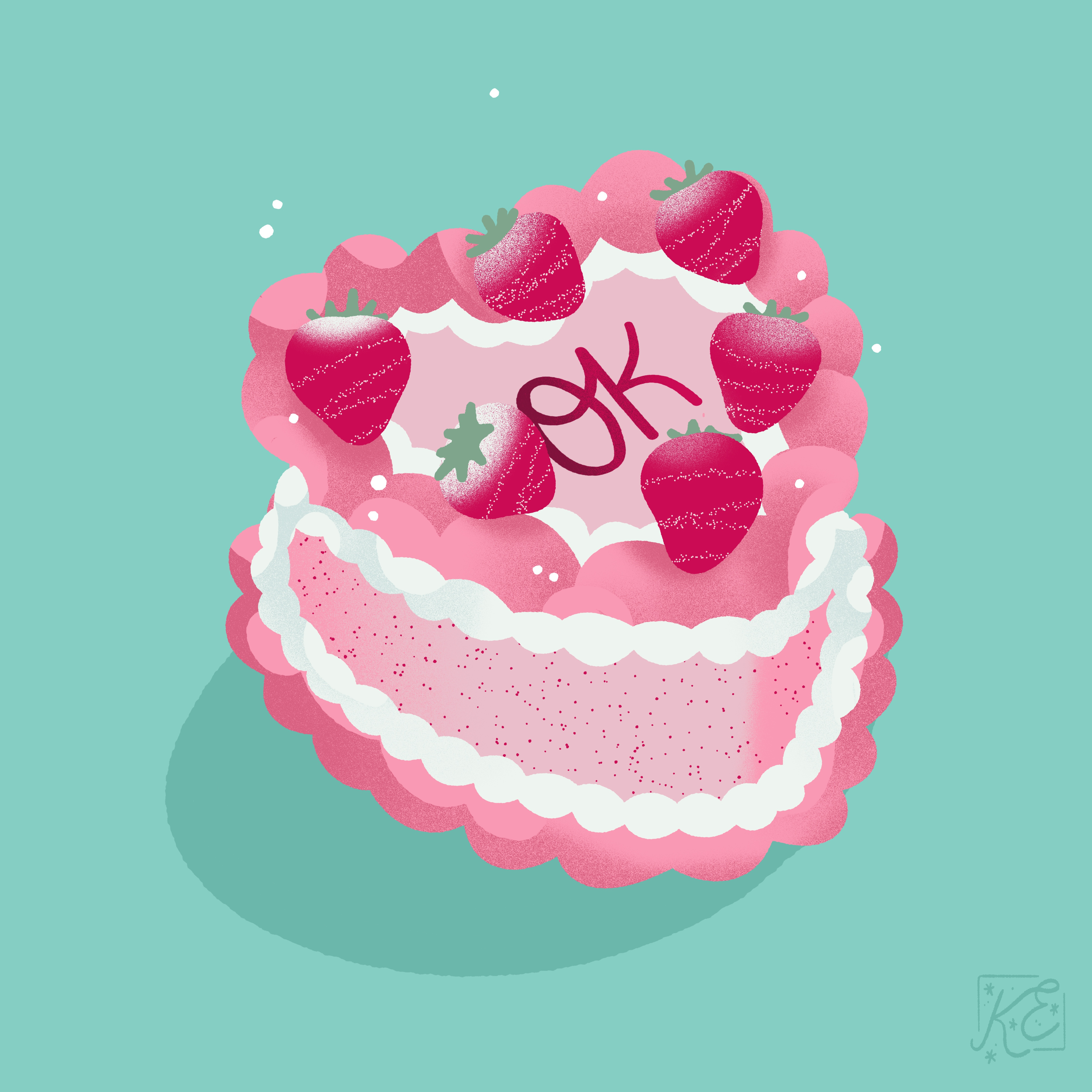 Strawberry cake, ok? cake dessert food illustration menu procreate strawberry texture yummy