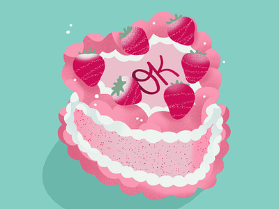 Strawberry cake, ok? cake dessert food illustration menu procreate strawberry texture yummy
