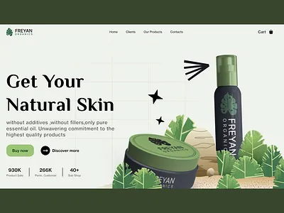 Beauty Products landing page branding cosmetic design ecommerce graphic design header illustration landing sales shop ui vector website woman