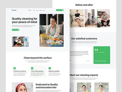 Cleaning service landing page agency animation clean cleaning app cleaning service website commercial cleaning corporate cleaning development figma homepage house keeping house service landingpage service ui uiux web design website